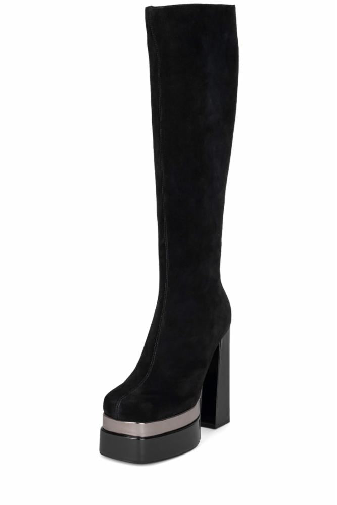 Jeffrey Campbell Women's Dancerama Black Leather Platform Boots - Stylish & Comfortable for Night Out, Party & Fashion Events