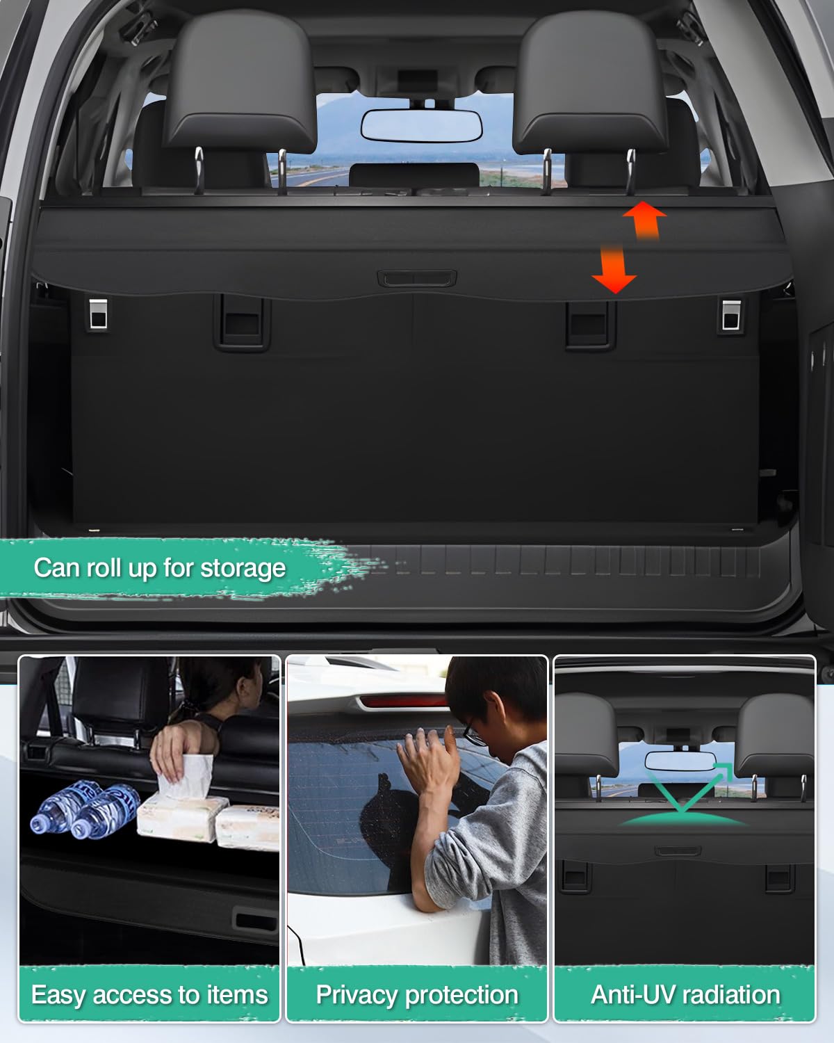 2010-2023 Lexus GX460 Retractable Cargo Cover | Trunk Shade Protector | Custom Fit No Gap Design | Perfect for Road Trips & Grocery Protection