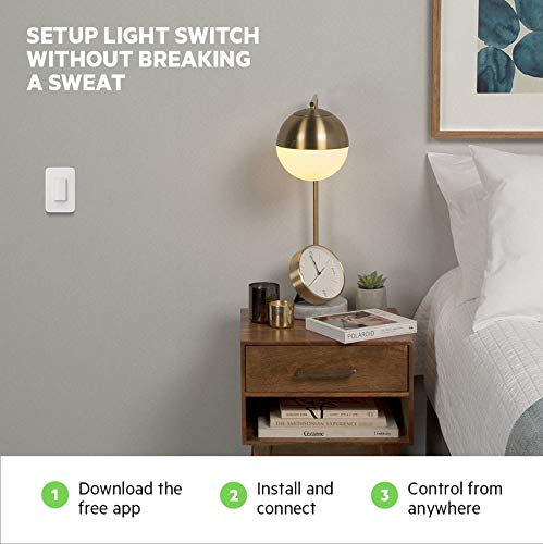 WeMo Smart Light Switch 2nd Generation - WiFi Enabled, Works with Alexa & Google Home - Perfect for Home Automation & Smart Lighting Control