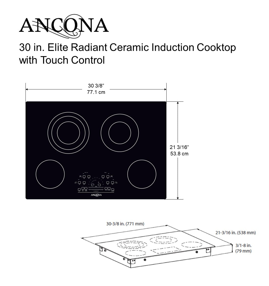 30 Inch 4 Burner Touch Control Radiant Ceramic Cooktop - Premium Electric Stove Top for Modern Kitchens | Perfect for Home Cooking, Entertaining & Professional Chefs