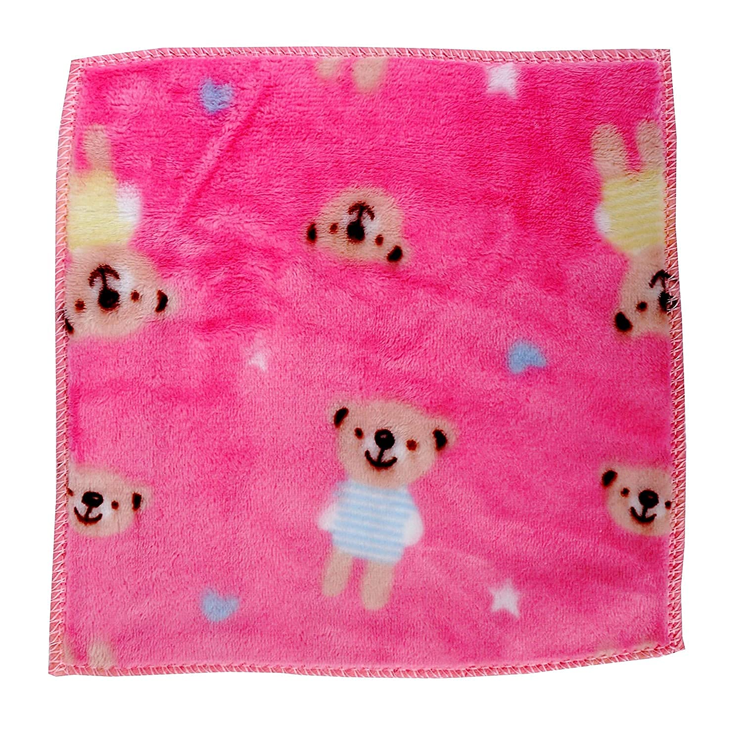 Aenon Fashion Unisex Soft Fluffy Thick Cotton Teddy Bear Print Face Towel & Handkerchief Set - 12 Pack (10x10 Inches) | Gentle Skin Care, Baby Wash, Makeup Removal & Daily Use Accessories