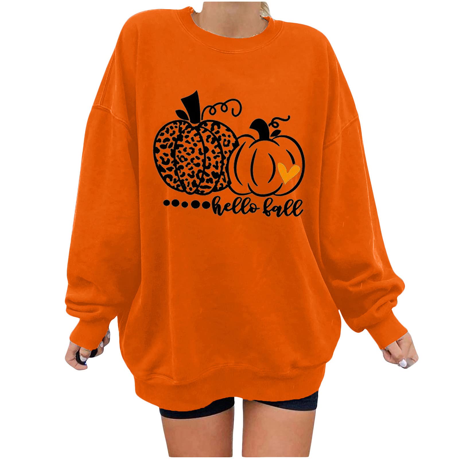 Women's Thanksgiving Graphic Sweatshirt - Grateful Blessed Pumpkin Print Fall Tops & Blouses | Cozy Holiday Sweater for Family Gatherings, Friendsgiving & Autumn Outfits