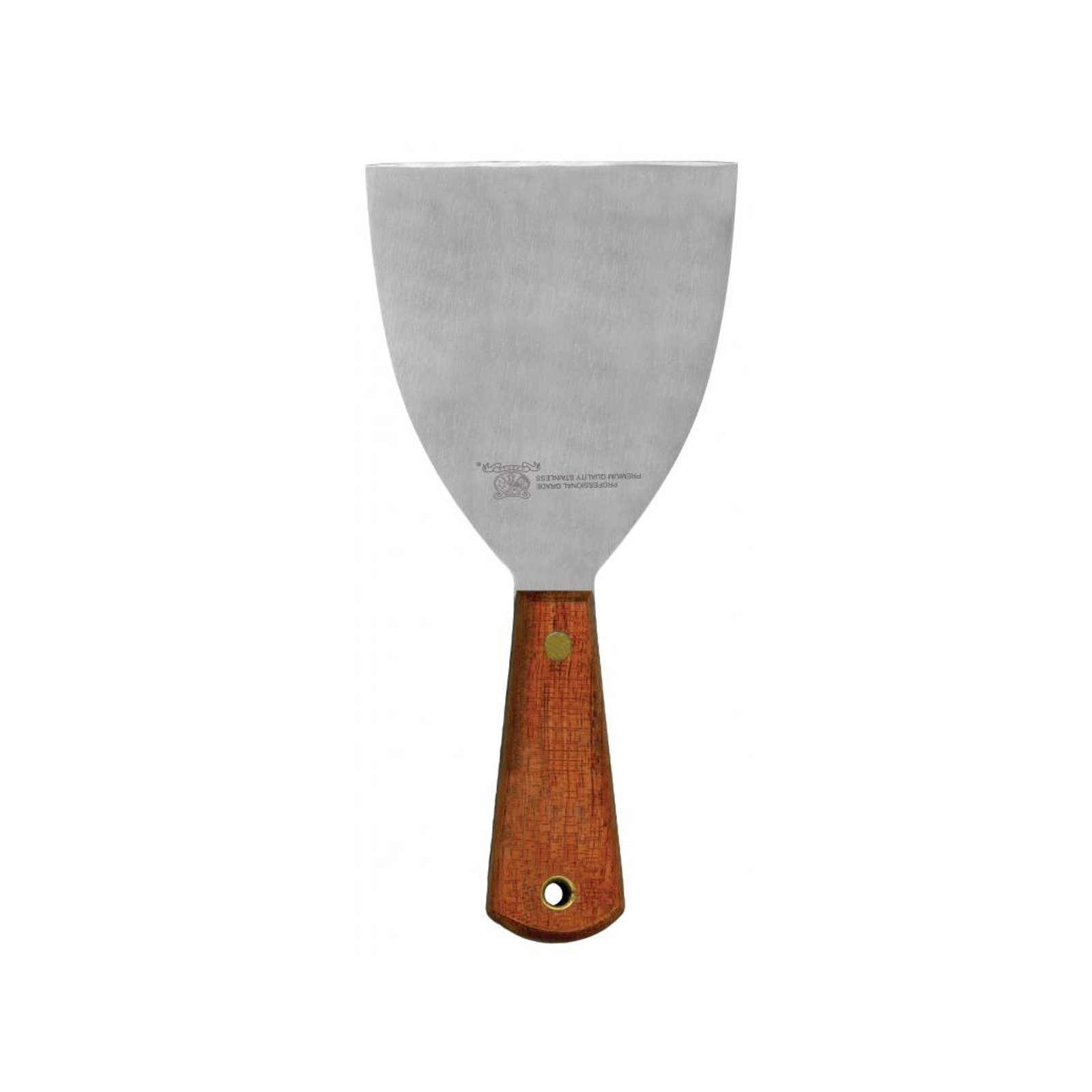 Omcan 4.5 x 4 Inch Stainless Steel Pan Scraper with Ergonomic Wooden Handle & Hole - 5-Piece Case Pack (23738) - Ideal for Baking, Cooking, and Kitchen Cleaning