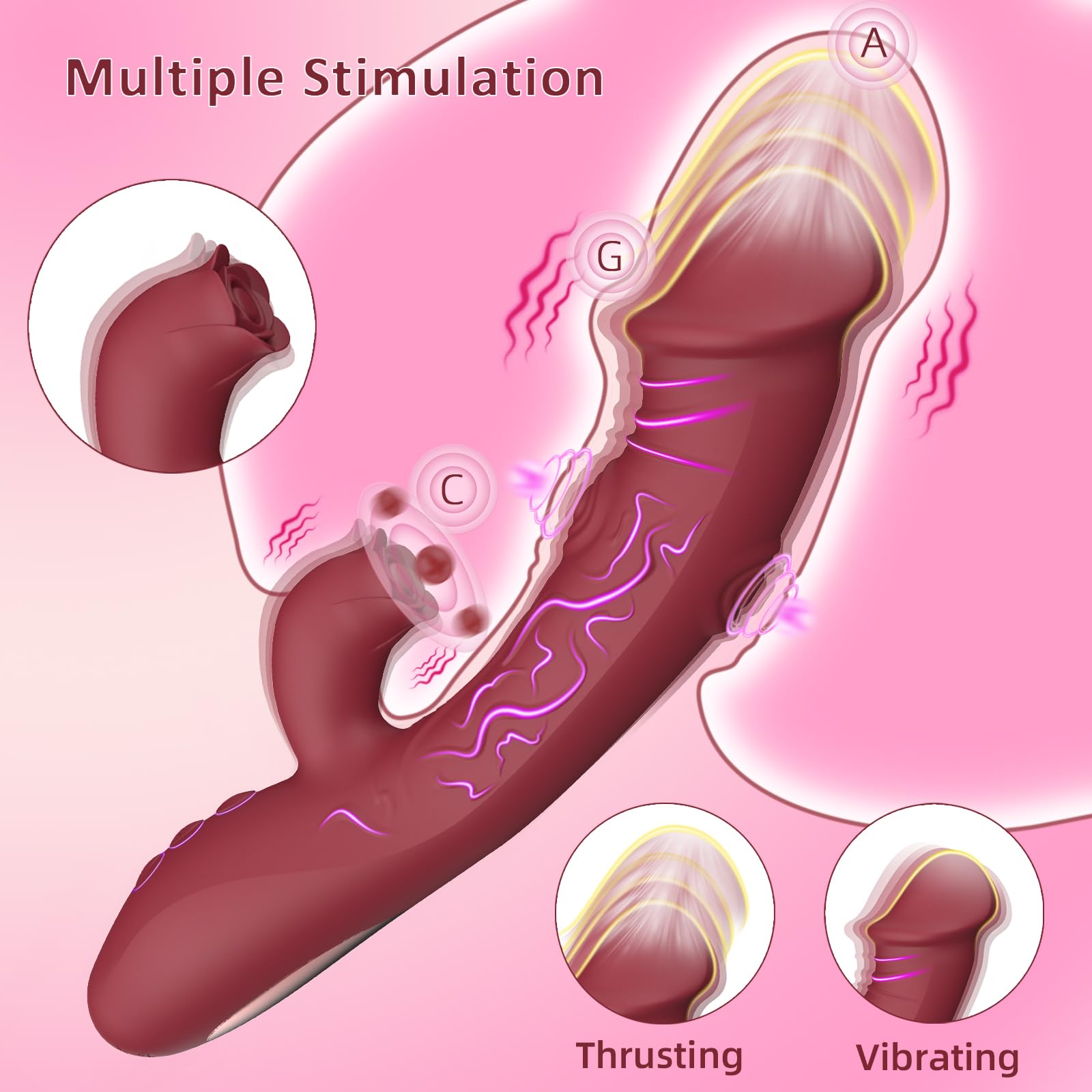 Godemichets Remote Control Vibrating Strap-On Dildo for Couples - Powerful Clitoral Stimulator & Thrusting Massager - Hands-Free Wearable Sex Toy for Women - Long Distance Play, BDSM, Couples Fun & Solo Pleasure