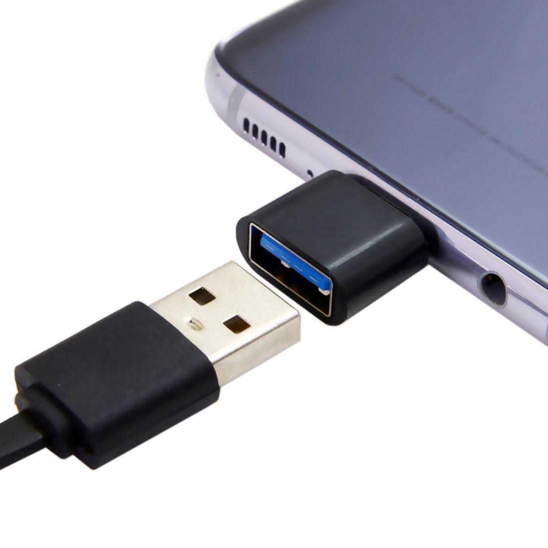 5 Pack USB to USB C OTG Adapter - USB C Male to USB 2.0 Female Converter for Smartphones, Tablets & Laptops - Fast Data Transfer & Charging (Black)