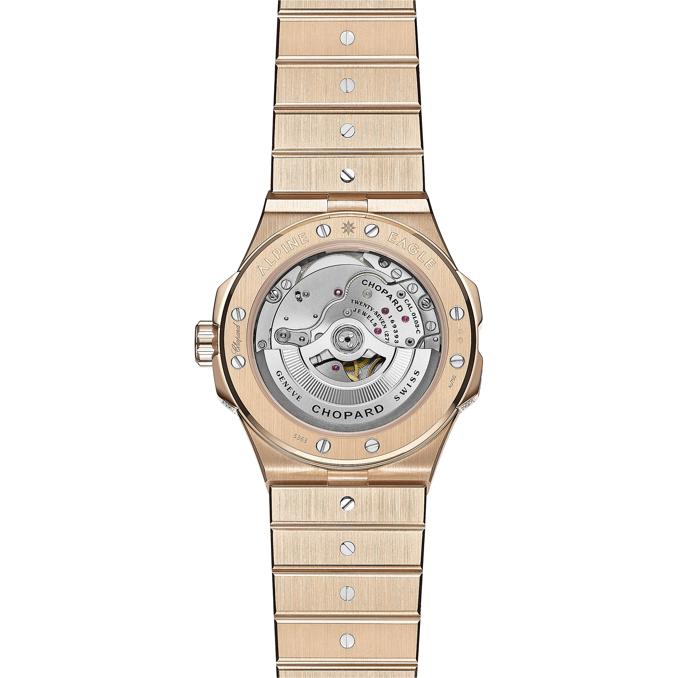 Chopard Alpine Eagle 18K Rose Gold Watch with Multi-Colored Sapphires & Diamonds - Luxury Unisex Timepiece for Business, Gala Events & Special Occasions