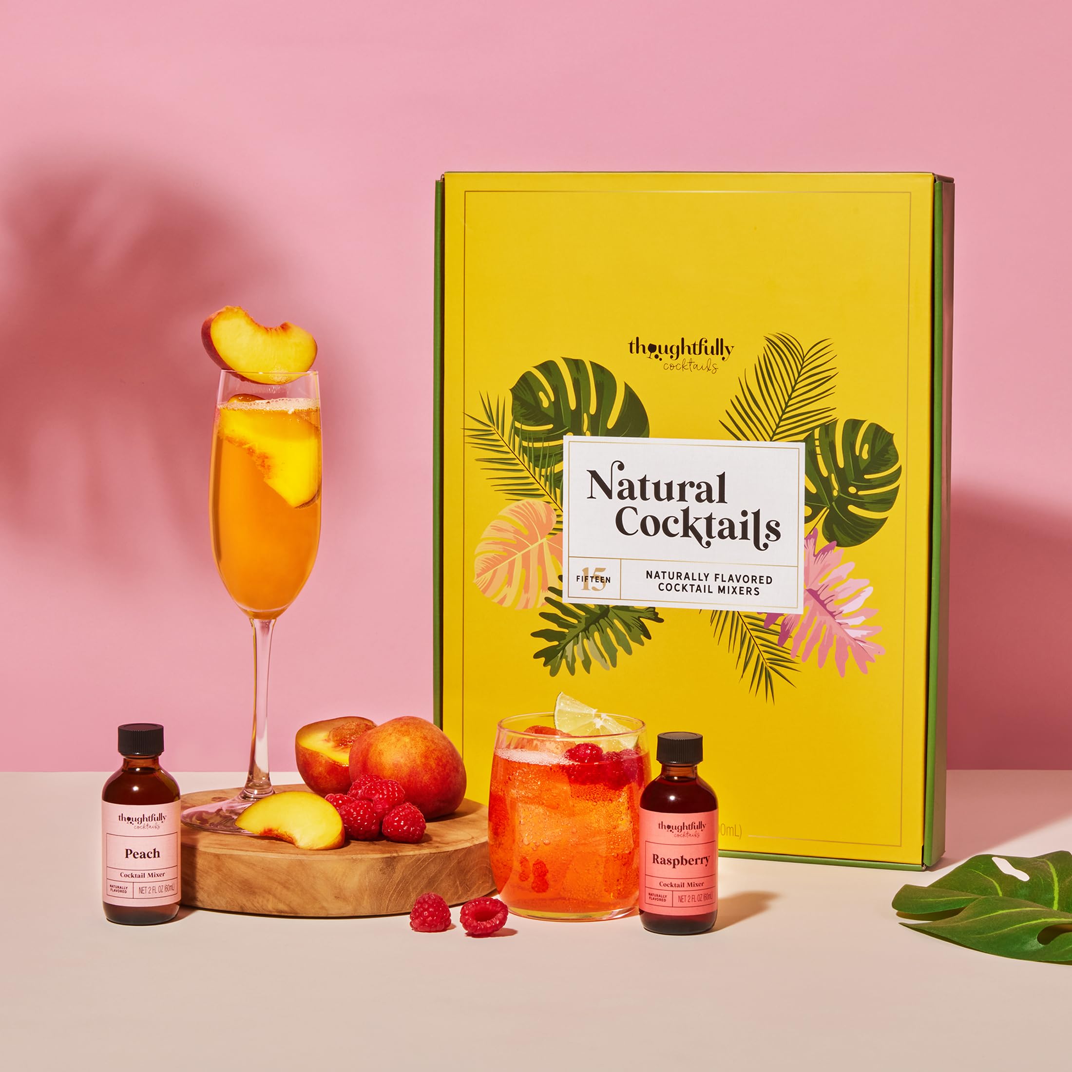 Thoughtfully Cocktails Natural Cocktail Mixer Gift Set - 15 Classic Flavors (Mojito, Pina Colada, Peach & More) | Alcohol-Free Drink Mixers | Perfect for Parties, Weddings & Home Entertaining