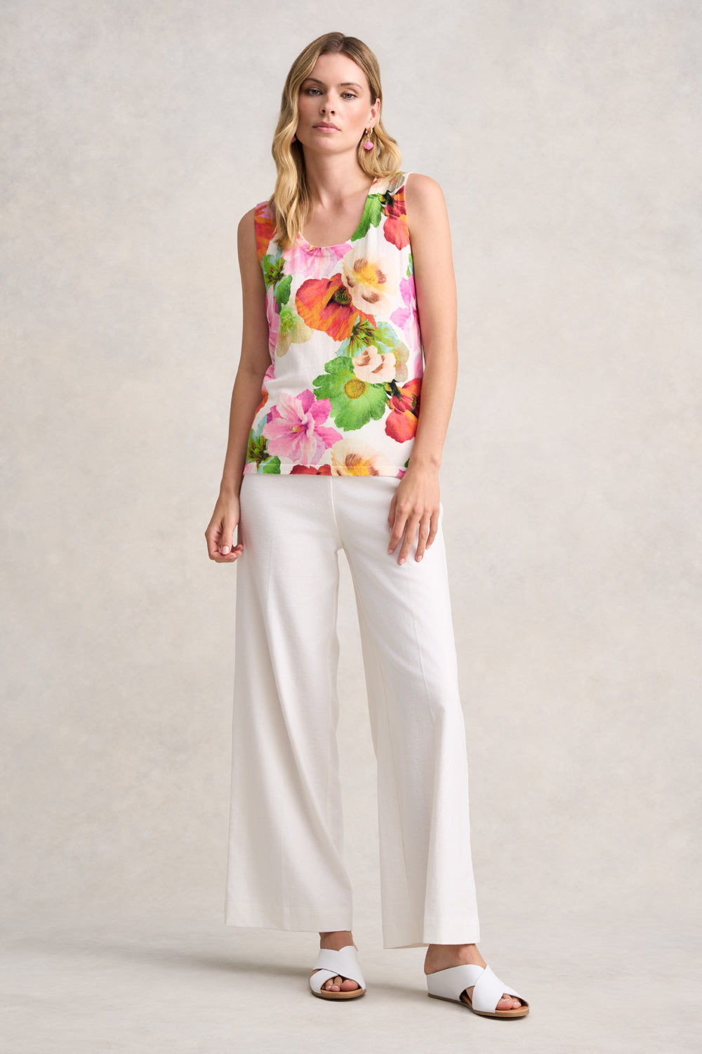 Women's Knit Layering Tank Top - Multi Floral Print | Lightweight Stretch Camisole for Summer, Spring Layering & Casual Outfits