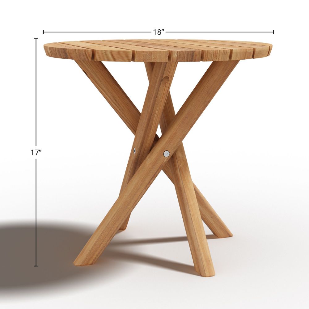 Round Teak Outdoor Side Table - Fleur Design, Durable & Weather-Resistant for Patio, Garden, and Poolside Decor