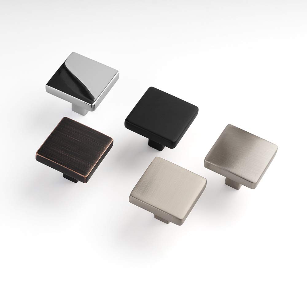 KOOFIZO 10-Pack Square Cabinet Knobs - 31mm Brushed Nickel Pull Handles for Kitchen Cabinets, Dresser Drawers & Wardrobe Hardware | Durable Modern Upgrade for Home & Office Furniture