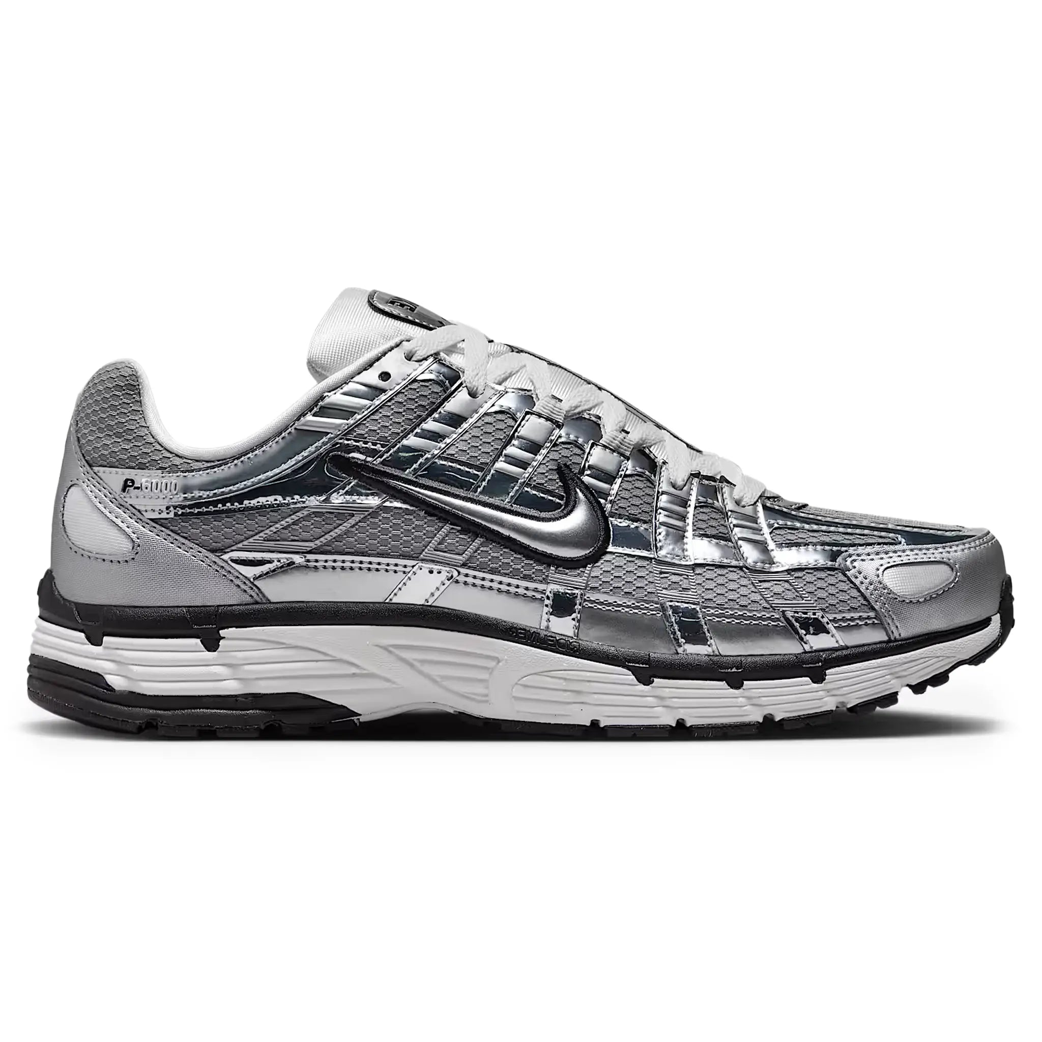 Nike P 6000 Running Shoes for Men - Metallic Silver Retro Sneakers | Lightweight Cushioned Comfort for Jogging, Gym Workouts & Casual Wear