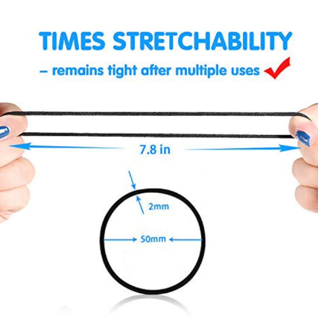20 Pcs 2mm Black Hair Ties - Strong & Durable Hair Bands for Women, Men & Girls - Thick Hair Elastic for Ponytails & Medium Hair - Perfect for Workouts, Office & Everyday Use