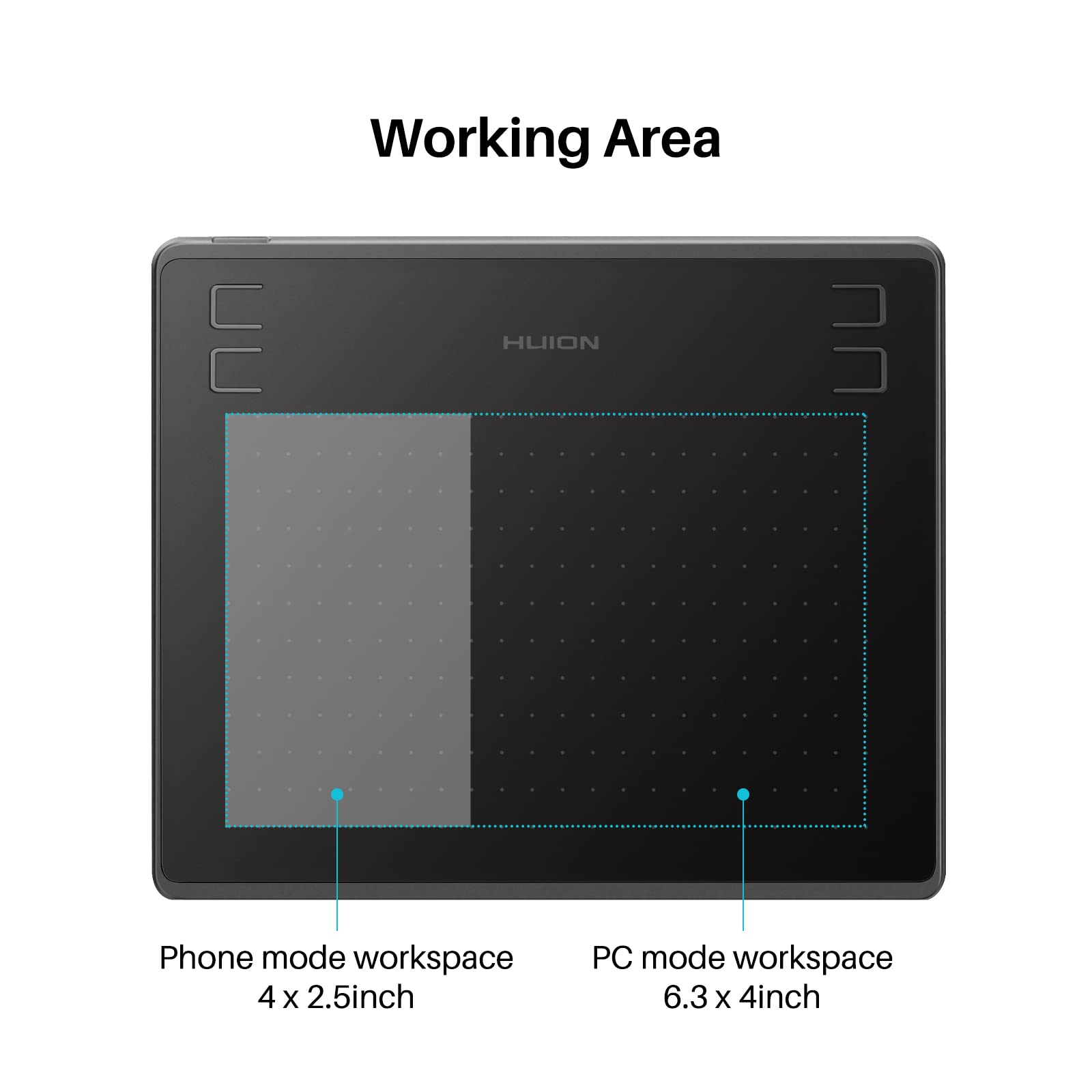 HUION HS64 Digital Drawing Tablet with Battery-Free Stylus - Compatible with Linux, Windows, Mac & Android - Includes Artist Glove - Perfect for Digital Art, Animation & Graphic Design