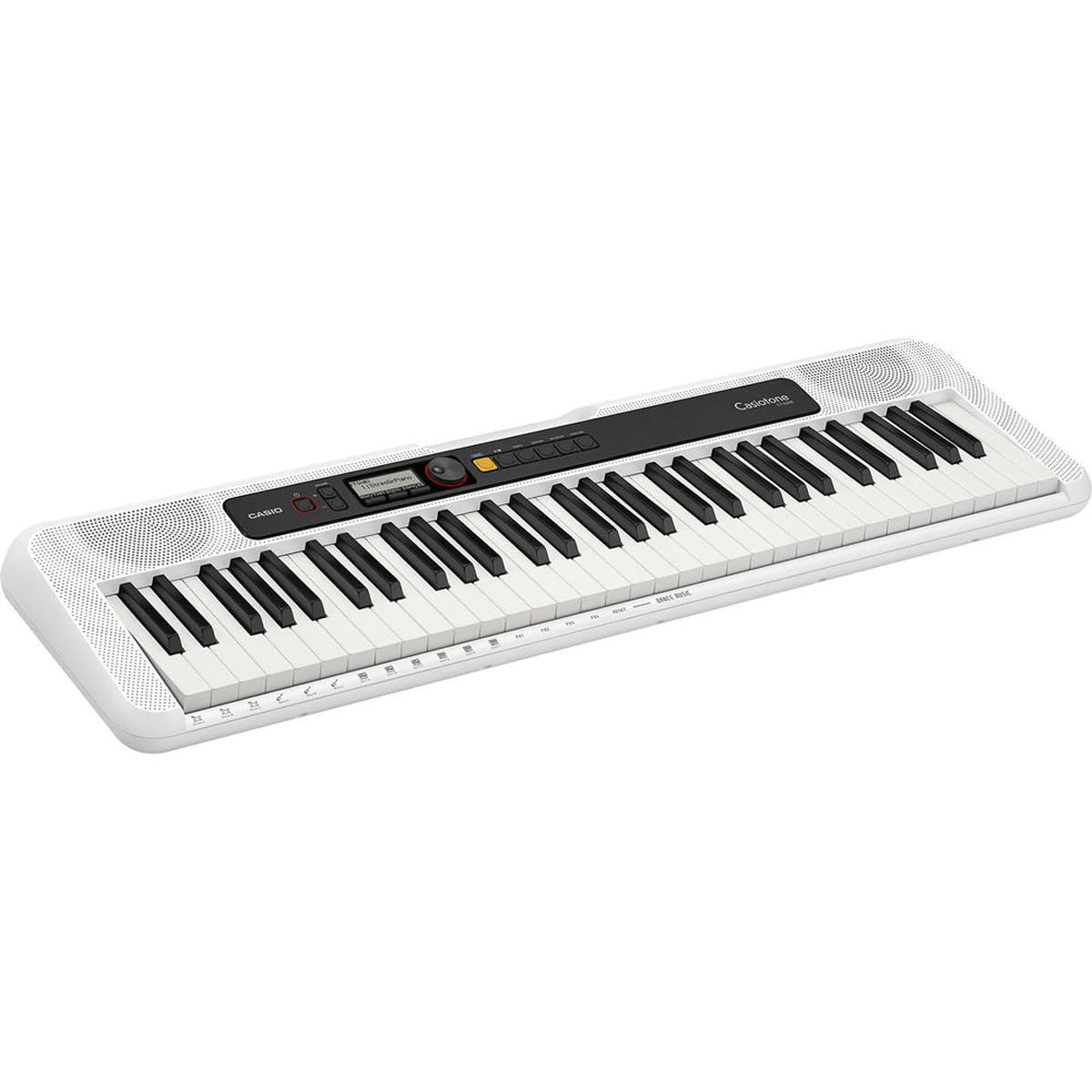 Casio CT-S200 61-Key Portable Digital Piano Keyboard - 400 Tones, Built-in Speakers, White (Bundle with Stand, Headphones & Sustain Pedal) - Perfect for Beginners, Home Practice & Live Performances