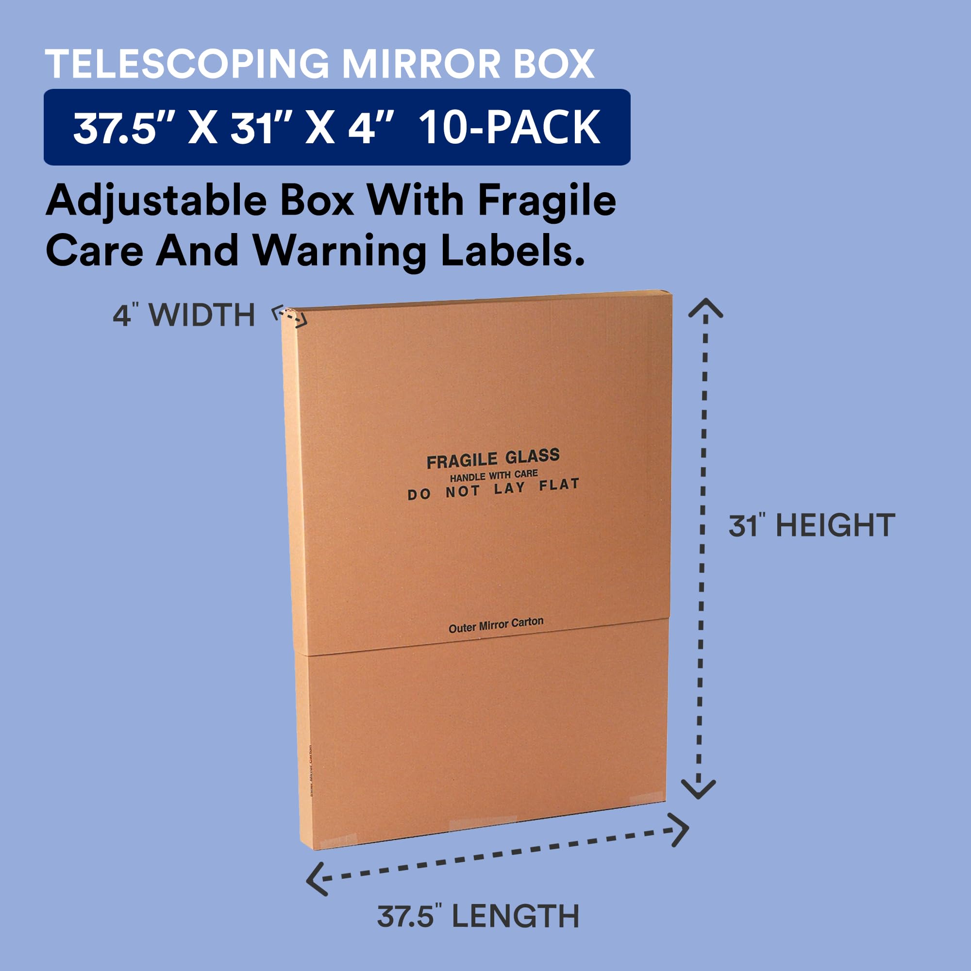 10-Pack BOX USA Outer Telescoping Mirror Boxes 37.5