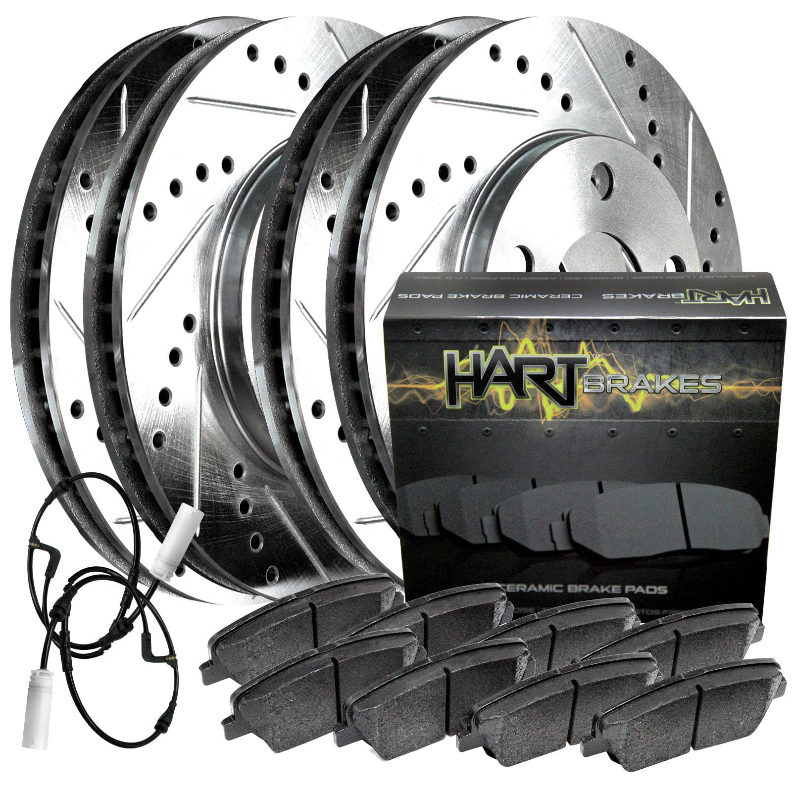 Hart Front & Rear Brake Pads and Rotors Kit - Semi-Metallic Brake Set for 2007-2010 Mini Cooper | High-Performance Braking for City Driving & Daily Commutes