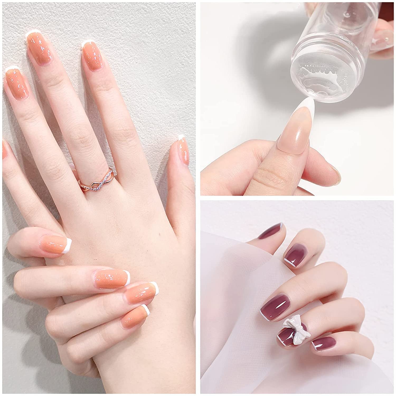 Gopinath Autolink Soft Silicone Jelly Nail Stamper & Scraper Kit - Professional Nail Art Tools for Stamping Polish, French Manicure - Perfect for DIY Nail Design at Home or Salon Use