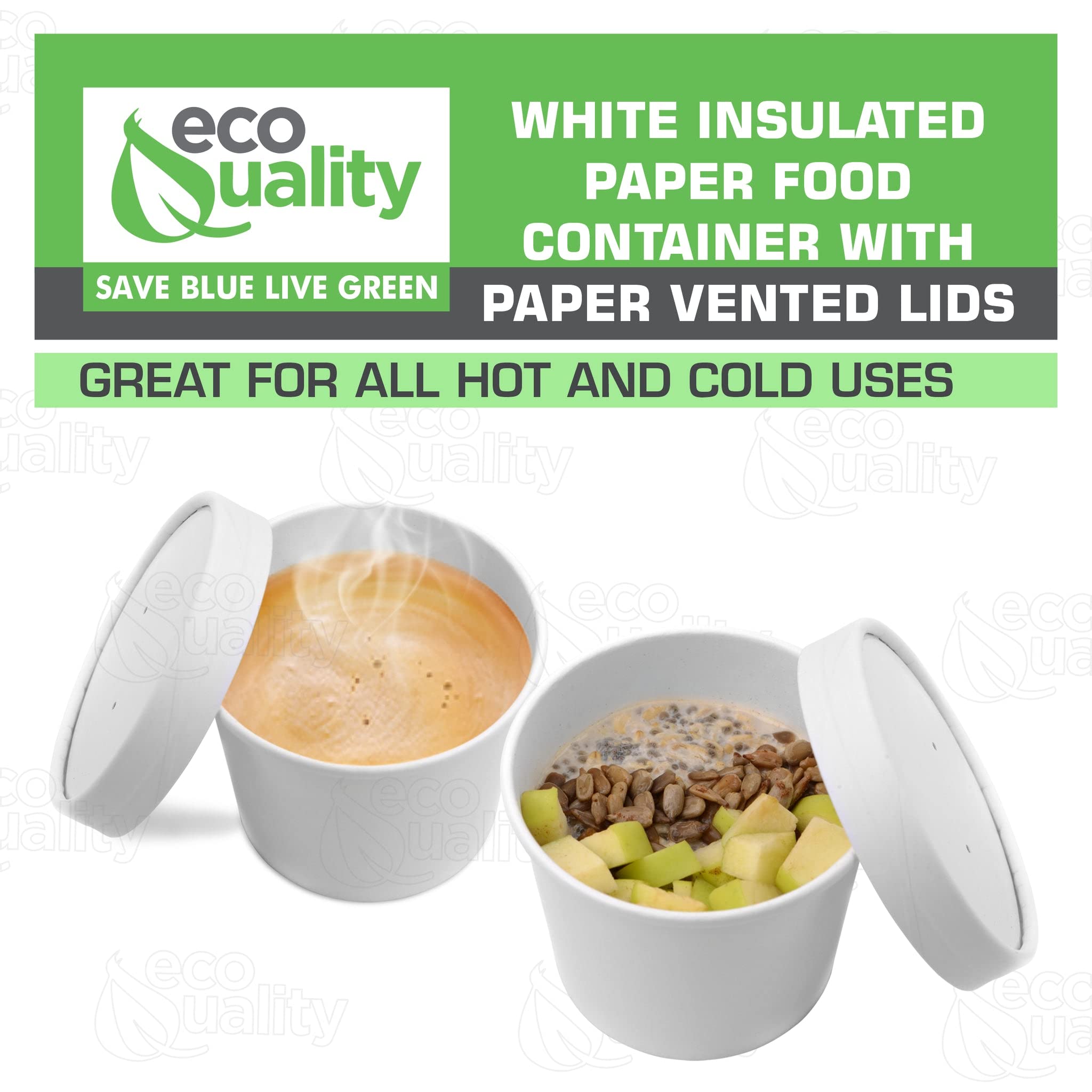 12oz Disposable White Paper Soup Containers with Lids - Microwave & Freezer Safe Food Storage Bowls for Ice Cream, Frozen Yogurt, Desserts - 25 Pack Takeout Containers for Parties, Picnics & Catering