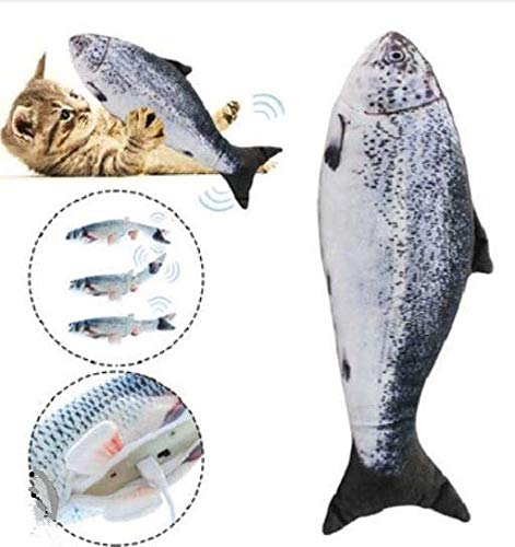 ELVASEN USB Rechargeable Moving Fish Cat Toy - Realistic Plush Electric Interactive Catnip Toy for Indoor Cats, Flopping Motion Stimulates Play (Salmon Color) | Perfect for Bored Cats, Playtime & Exercise