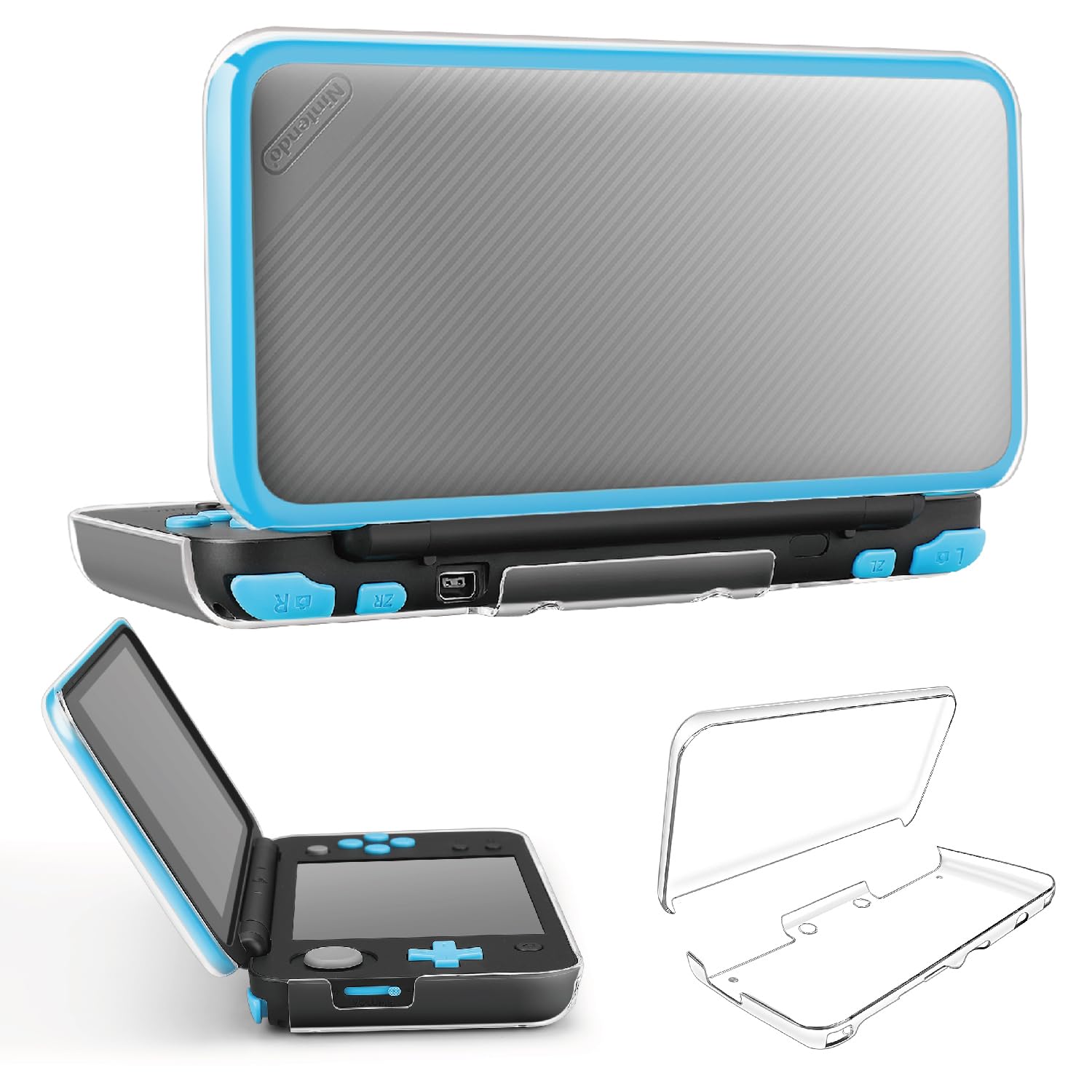 Crystal Clear Hard Protective Case for New Nintendo 2DS XL LL (2017 Model) - Anti-Scratch Transparent Shell Cover with Enhanced Grip - Perfect for Gaming, Travel & Everyday Protection