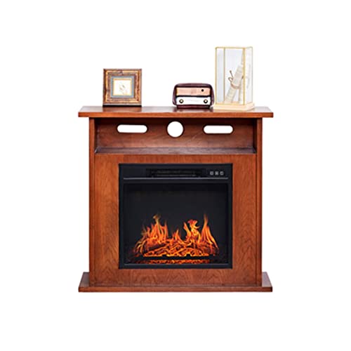 Electric Fireplace Heater with Realistic Wood Burning Flame Effect - Indoor Portable Fireplace Stove for Home & Office - Brown Wood Finish - Perfect for Living Rooms, Bedrooms and Winter Heating