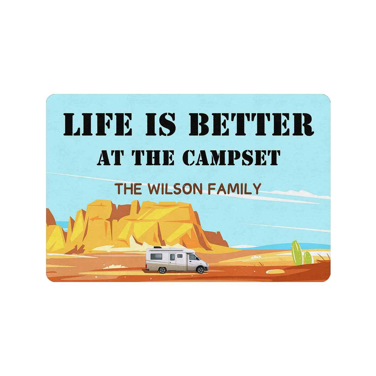 Custom Camper Door Mat - Personalized 'Life is Better at The Campsite' Welcome Doormat 24x16 Inch - Perfect for RV, Trailer & Cabin Entryway Decor