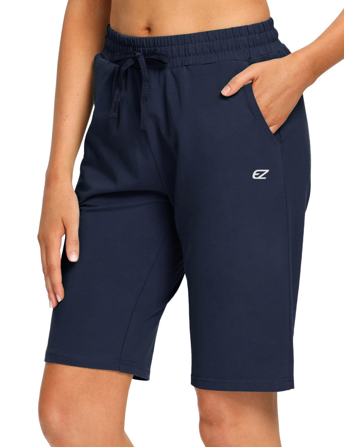 EZRUN Women's Bermuda Shorts - Summer Cotton Sweat Shorts with Deep Pockets for Gym, Workout & Casual Wear | Comfortable Athletic Shorts for Running, Yoga & Outdoor Activities