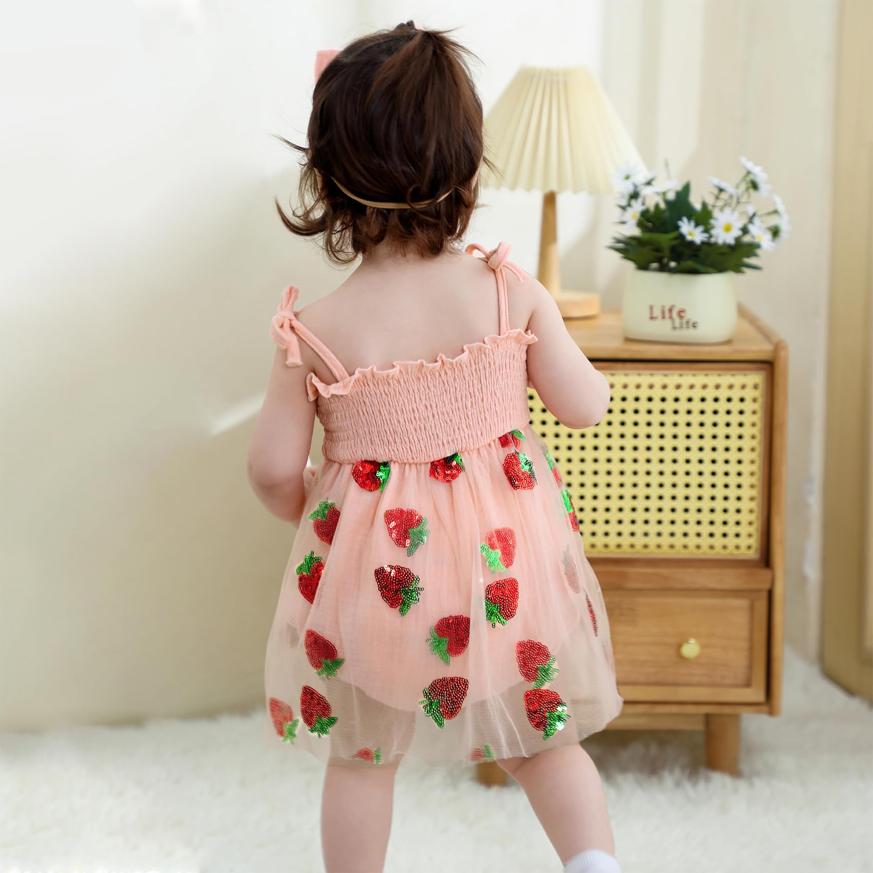 Durio Baby Girl 1st Birthday Outfit - Adjustable Straps Romper & Tutu Dress Set with Headband - Sleeveless Cake Smash Dress for Photoshoot, Party Celebration & First Birthday Memories
