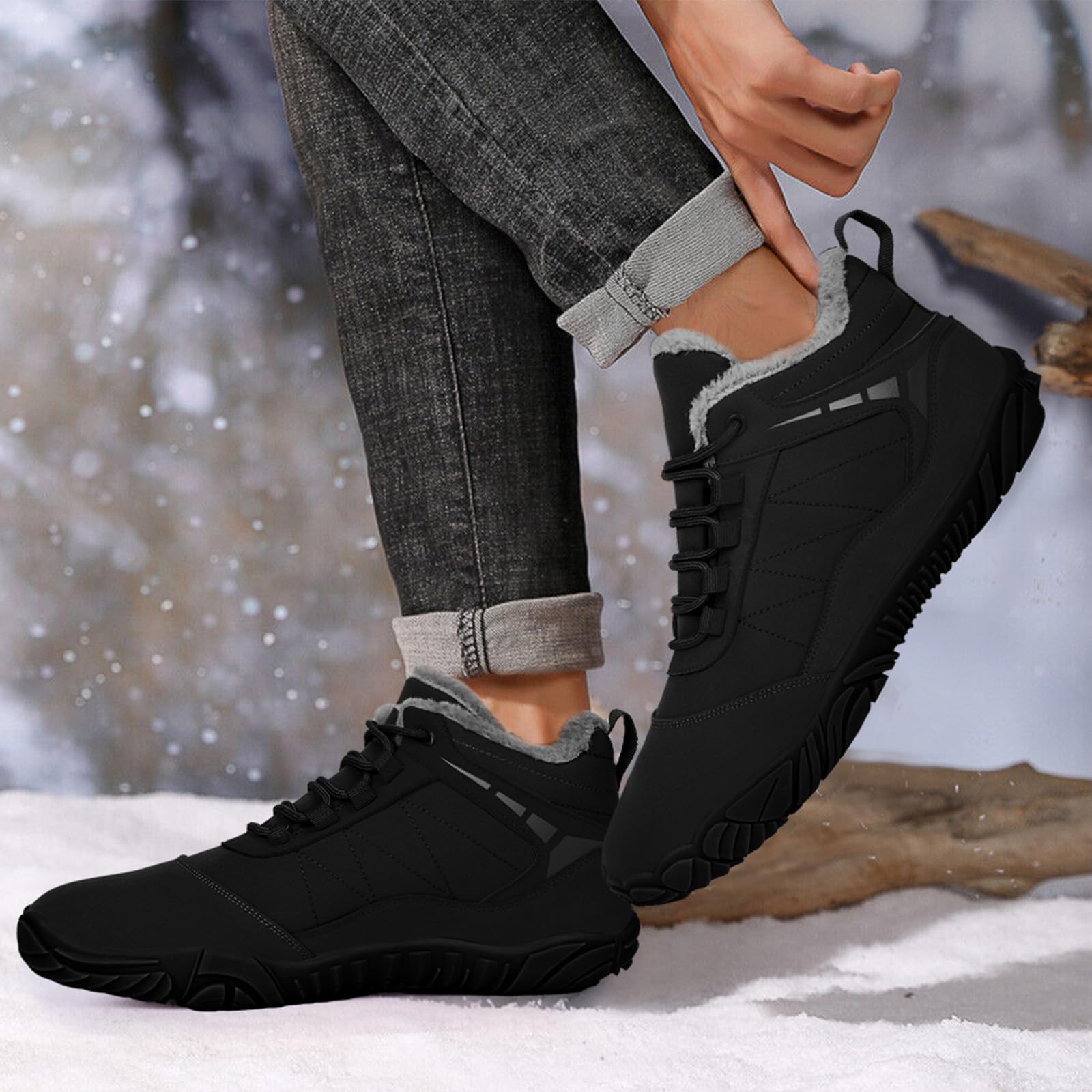 Winter Barefoot Shoes for Women & Men - Warm Snow Boots with Wide Toe Box | Zero Drop Hiking Booties for Cold Weather | Perfect for Snow Hiking, Casual Winter Walks & Outdoor Adventures