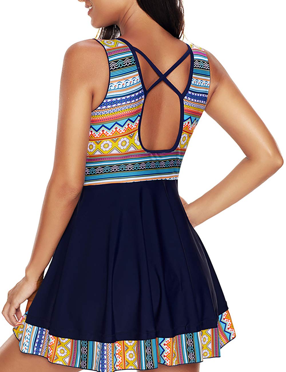 **AONTUS Women's Plus Size One Piece Swimsuit with Tummy Control - Flattering Swim Dress for Beach, Pool & Vacation**