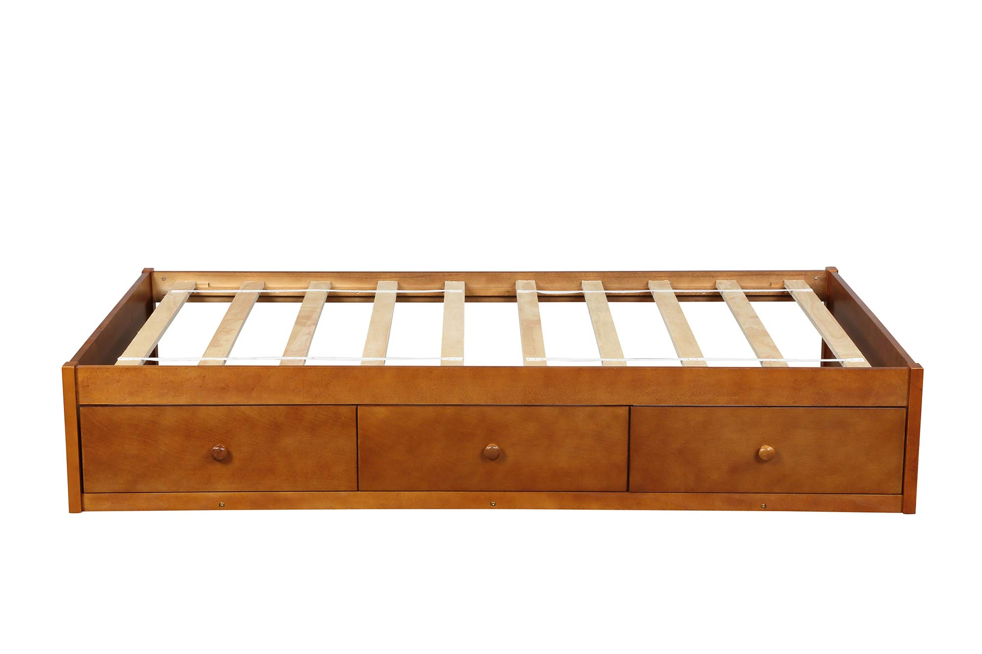 P PURLOVE Twin Size Storage Bed Frame with 3 Drawers - Wooden Platform Bed with Slat Support, No Box Spring Needed - Perfect for Small Bedrooms, Kids Rooms & Dormitories