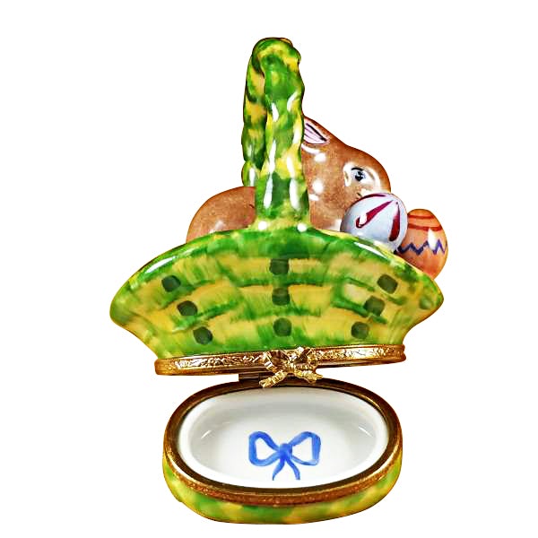 Easter Bunny in Basket Limoges Porcelain Figurine - Perfect for Easter Decorations, Gift Giving & Collectibles