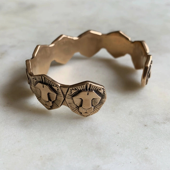 Handcrafted Mimosa Lion Cuff Bracelet in Bronze - Elegant Boho Jewelry for Women, Perfect for Parties, Weddings & Everyday Wear