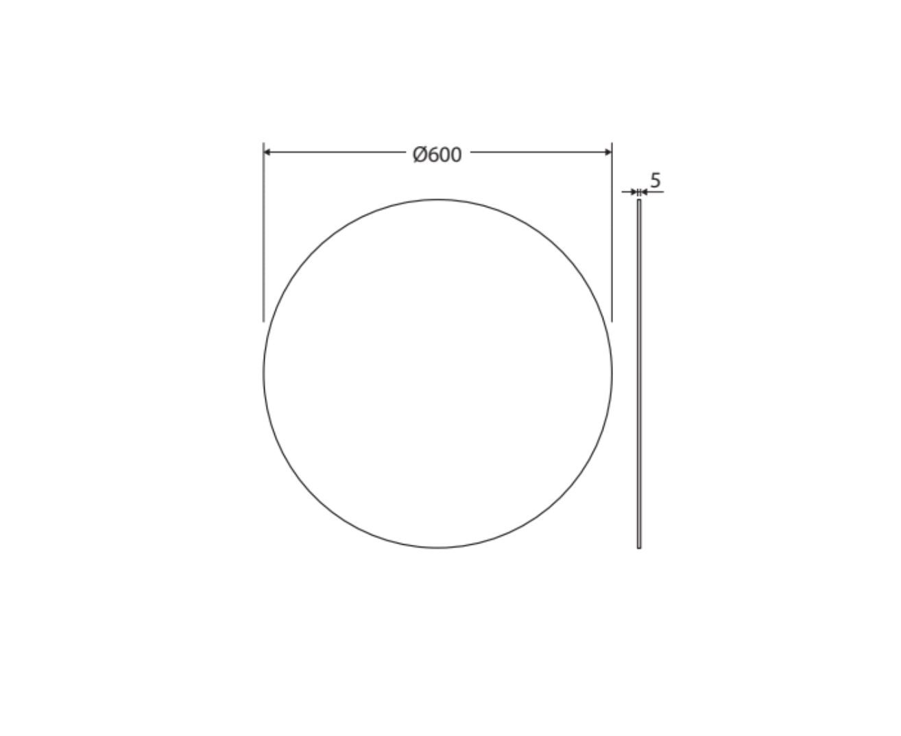 Fienza PEM600R 24-Inch Round Wall Mirror - Modern Decorative Bathroom & Bedroom Mirror for Home Decor - Shatterproof & Easy to Install