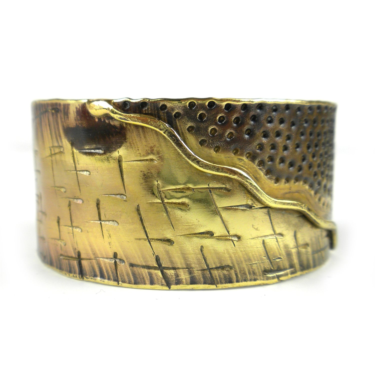 Handmade Brass Cuff Bracelet with Intricate Carvings - Global Artisan Jewelry for Women - Perfect for Boho Fashion, Festivals & Gift Giving