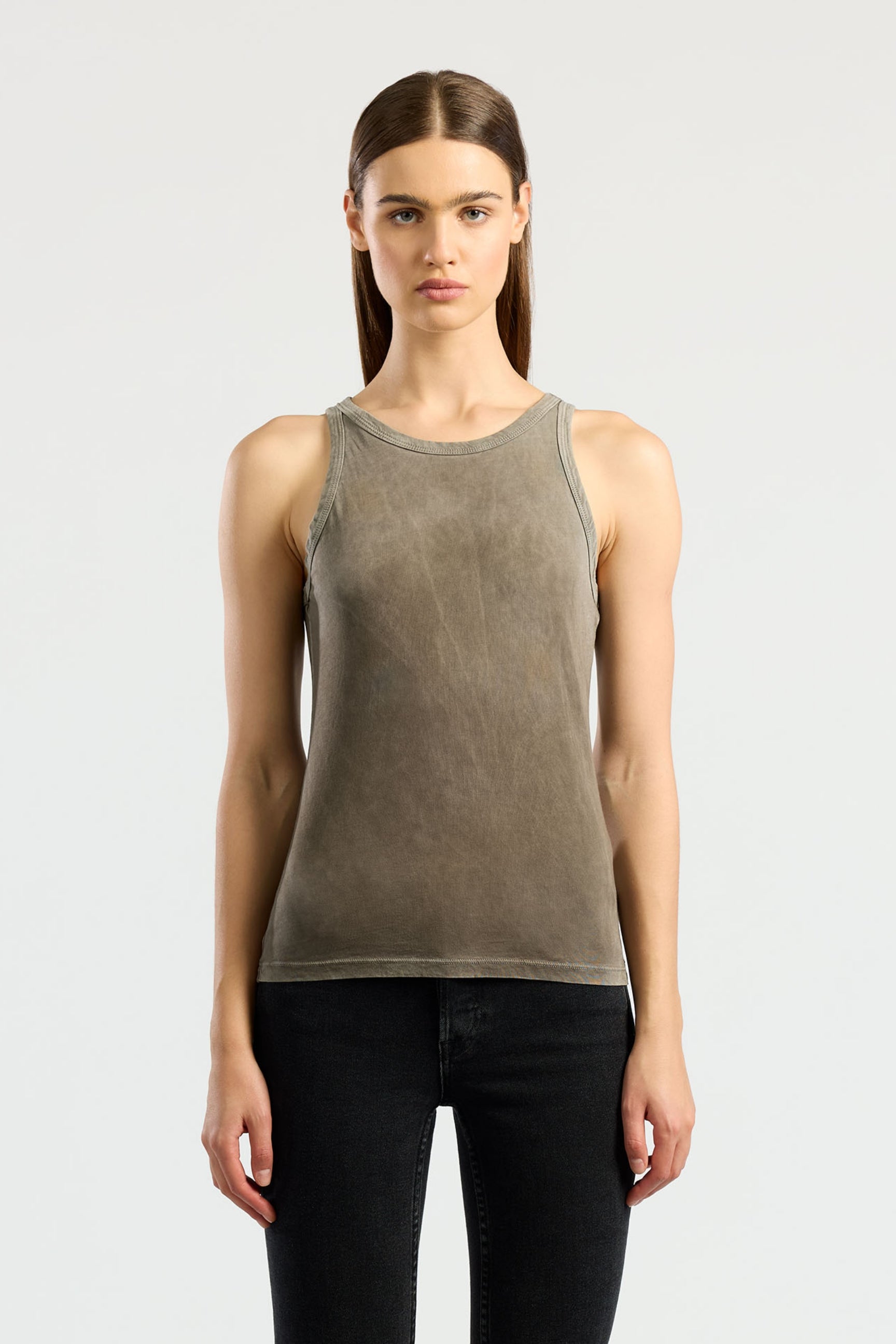 Vintage Taupe Standard Tank Top for Women - Casual Comfort Fit Cotton Shirt - Perfect for Layering, Summer Outfits, and Everyday Wear