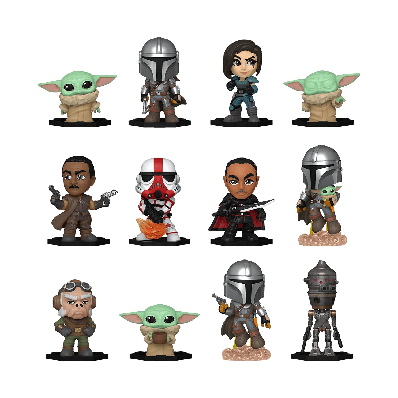 Funko Mystery Mini The Mandalorian Collectible Figures - 12-Piece Display Case Set | Star Wars Merchandise for Home Decor, Office Display & Gift Giving