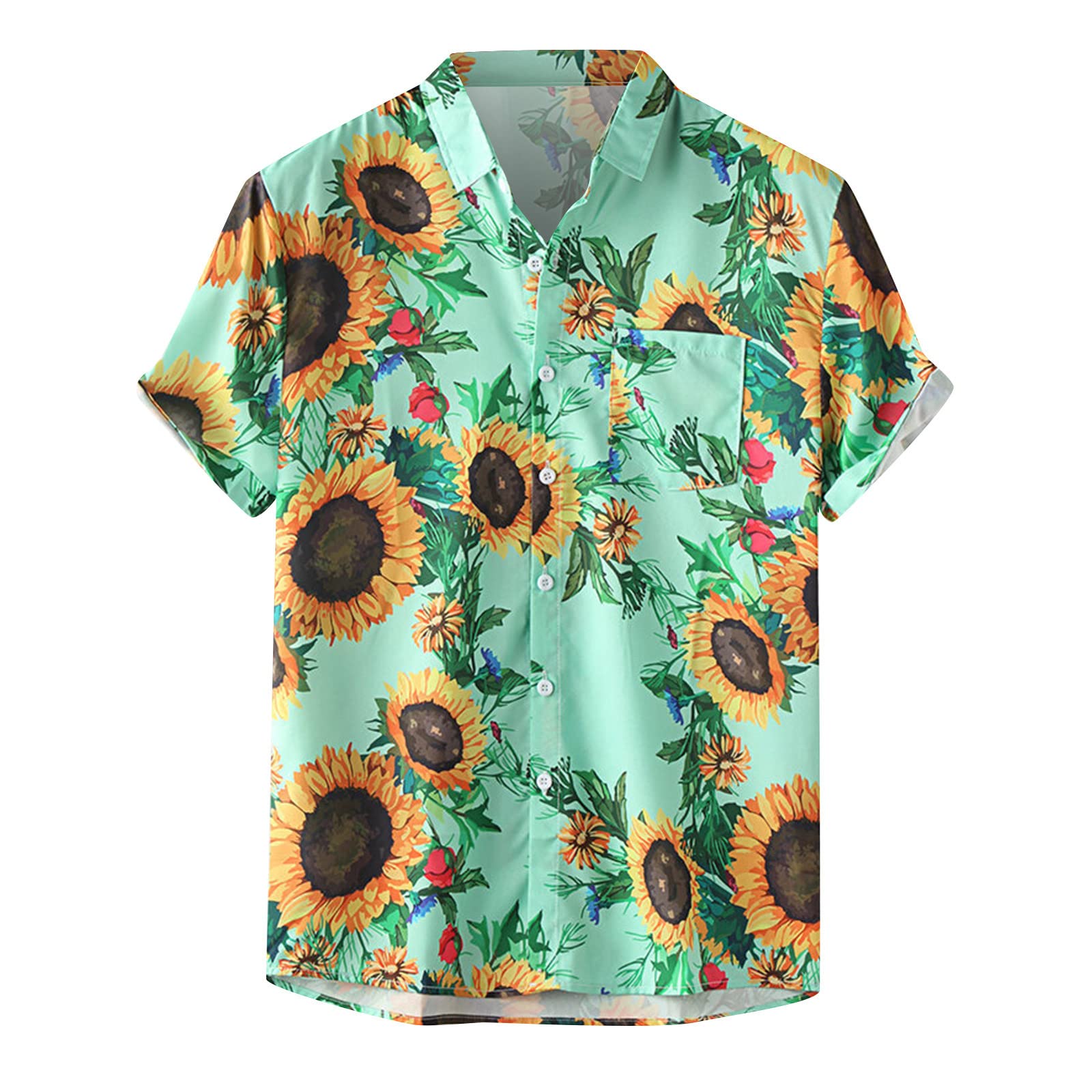 Wodceeke Men's Short Sleeve Hawaiian Shirt - Summer Casual Button Down Aloha Shirt with Tropical Print, Regular Fit Beach Shirt for Vacation, Party & Outdoor Activities