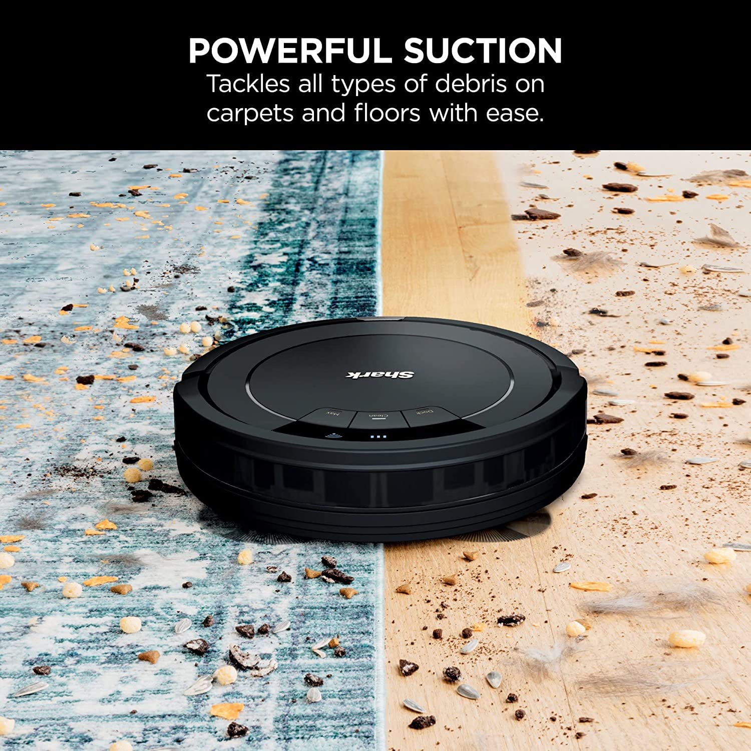 Shark ION Wi-Fi Connected Robot Vacuum Cleaner for Carpets & Hard Floors - Multi-Surface Cleaning, Smart Mapping, Works with Alexa (Black) - Perfect for Pet Hair, Daily Home Cleaning & Large Spaces