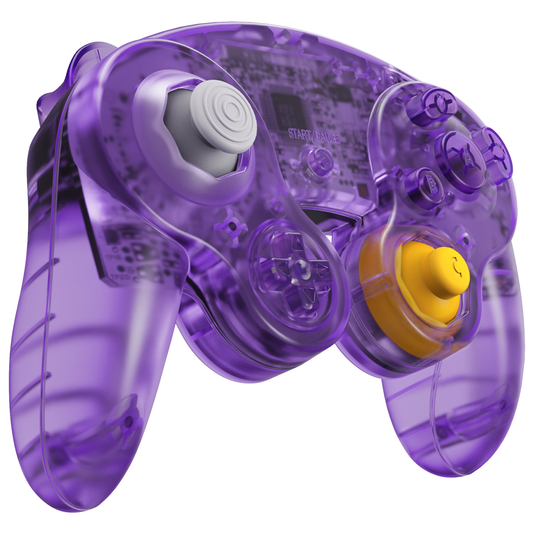 eXtremeRate Clear Atomic Purple Replacement Faceplate & Backplate with Buttons for Nintendo GameCube Controller (NGC) - Perfect for Gaming, Collecting & Controller Customization