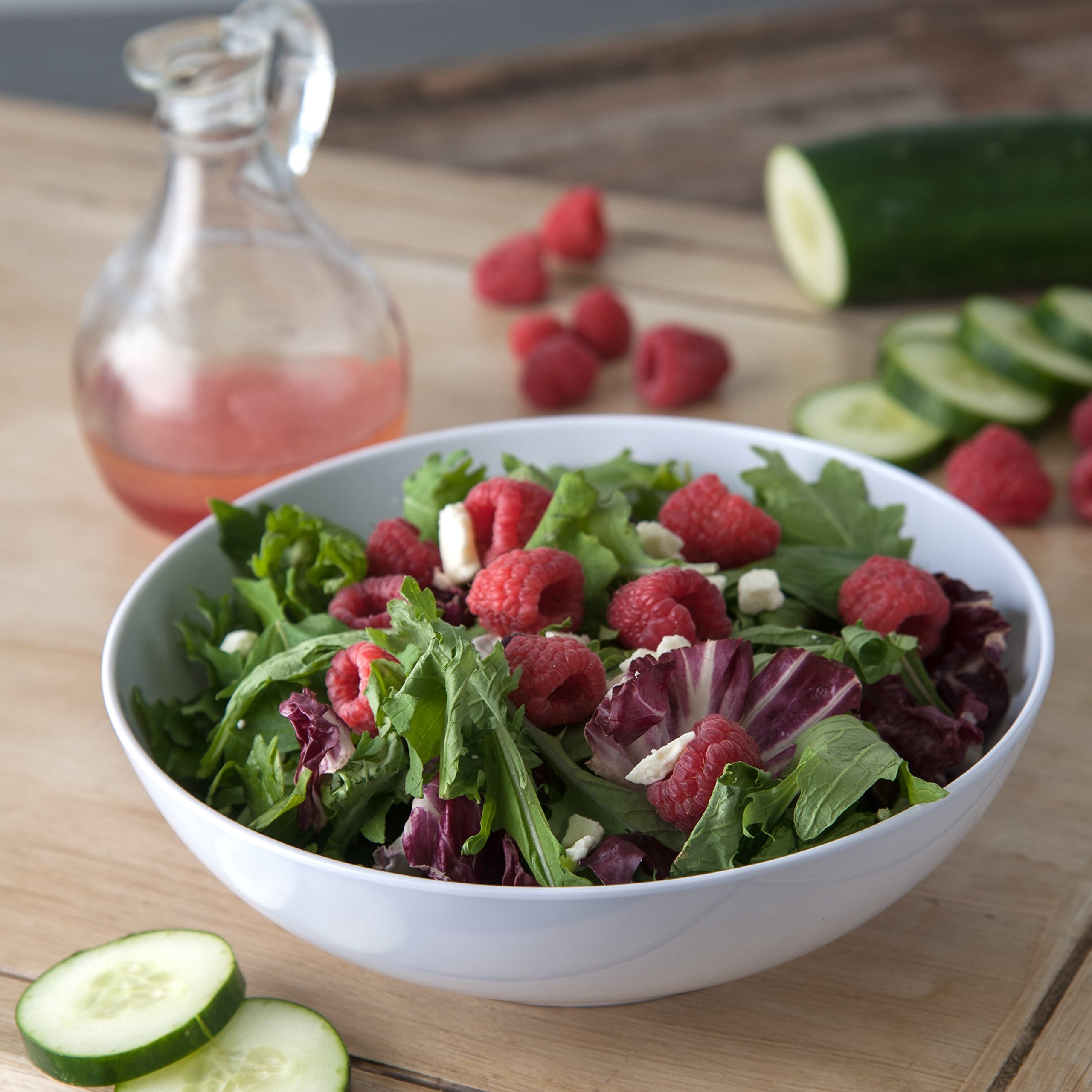Epicure 40oz White Melamine Salad Serving Bowl - Durable Plastic Bowl for Home & Restaurant Use - Pack of 12 - Perfect for Buffets, Catering & Family Gatherings