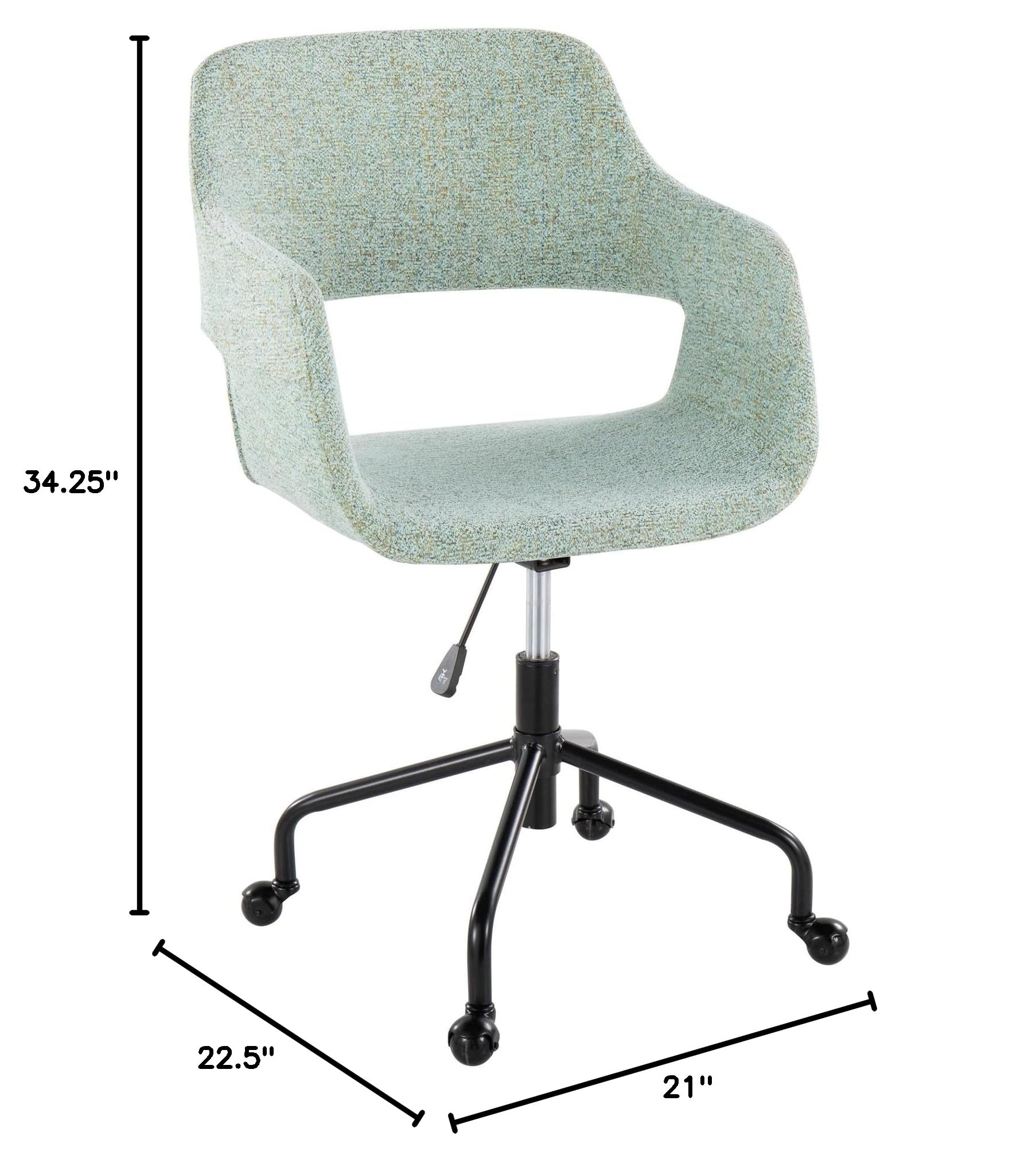 LumiSource Margarite Adjustable Office Chair - Ergonomic Rolling Desk Chair with Wheels, Black Computer Chair for Home & Office, Comfortable Modern Task Chair - Perfect for Workstations, Gaming & Study Spaces