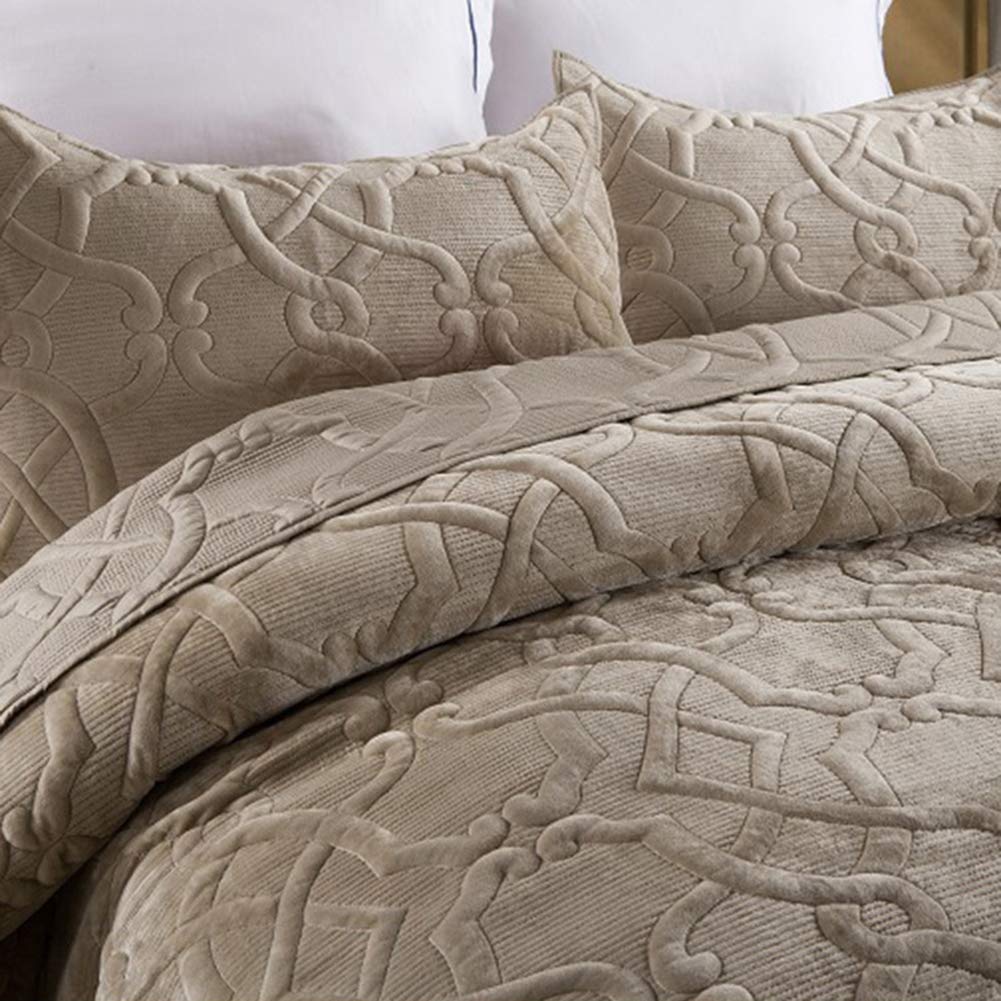 Luxury 3-Piece Reversible Quilt Bedspread Set - Soft Plush Jacquard Cotton Coverlet with 2 Shams (Oversize Queen) | Lightweight & Breathable for All-Season Comfort | Perfect for Master Bedroom, Guest Room & Cozy Home Decor