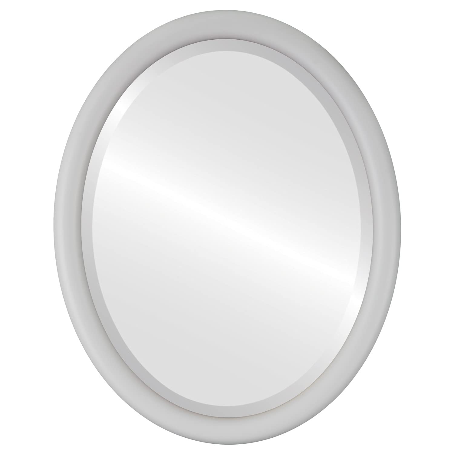Oval Beveled Wall Mirror - Pasadena Style Home Decor - Linen White Finish - 14x18 Inches - Perfect for Living Room, Bedroom & Entryway Decor