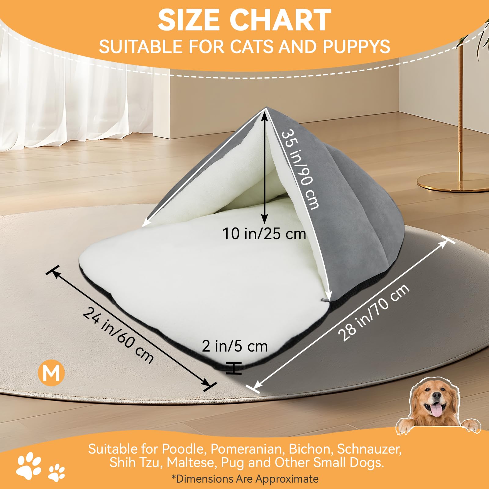 Ultra Soft Polar Fleece Dog Bed - Washable Pet Cave Bed for Small & Medium Dogs & Cats, Waterproof Bottom, 28x27 Inches, Gray - Cozy Indoor Sleeping Spot for Pets