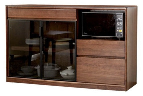 Solid Black Walnut Wood Sideboard Buffet Cabinet - Rustic Dining Room Storage Furniture for Kitchen, Living Room & Entryway Organization