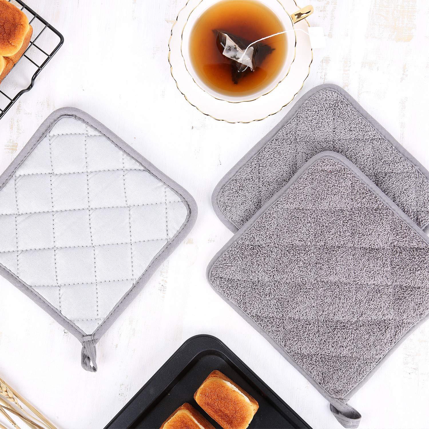 Heat Resistant Cotton Terry Oven Pot Holder Set of 3 - 7