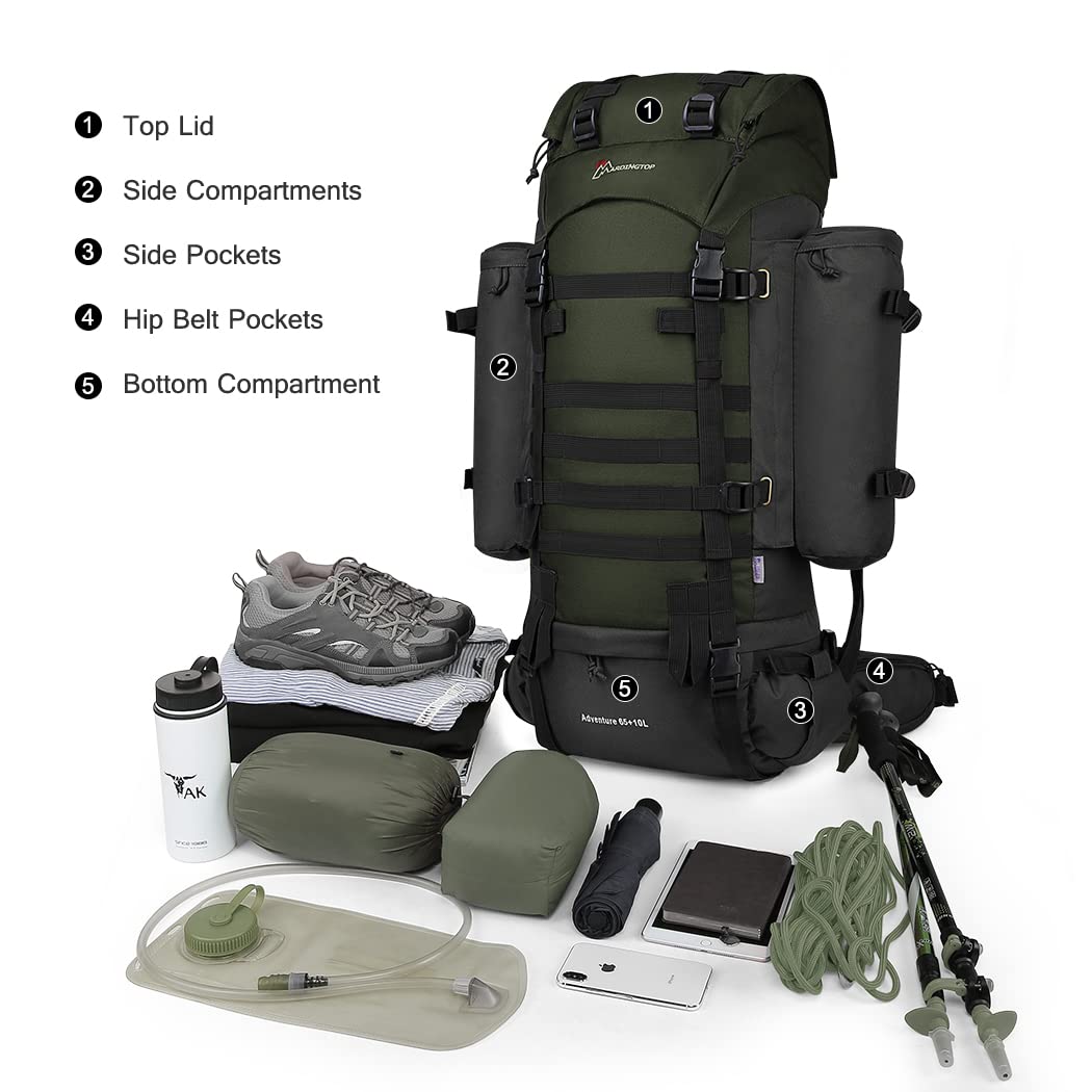 Mardingtop 65+10L Military Tactical Backpack with Rain Cover - Waterproof Hiking Backpack for Trekking, Camping & Outdoor Travel | Perfect for Adventure, Survival Gear & Daily Commute