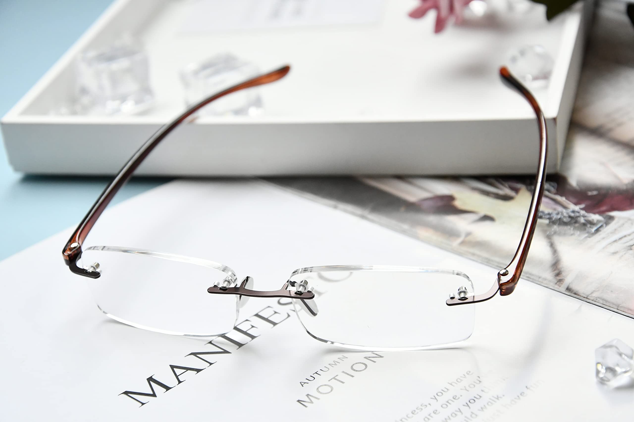 Eyekepper Small Rimless Reading Glasses for Men & Women - Lightweight Readers for Computer Use, Reading Books, and Close Work