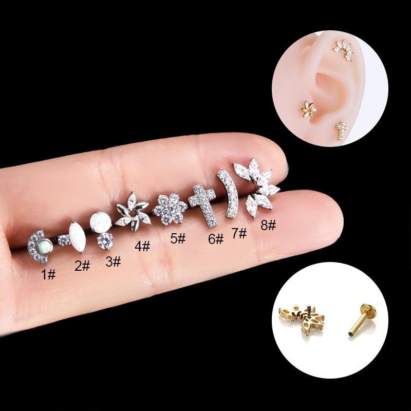 16G Cartilage Titanium Earrings - Hypoallergenic Cross Stud Earrings for Women | Perfect for Daily Wear, Piercing Jewelry Gift for Her